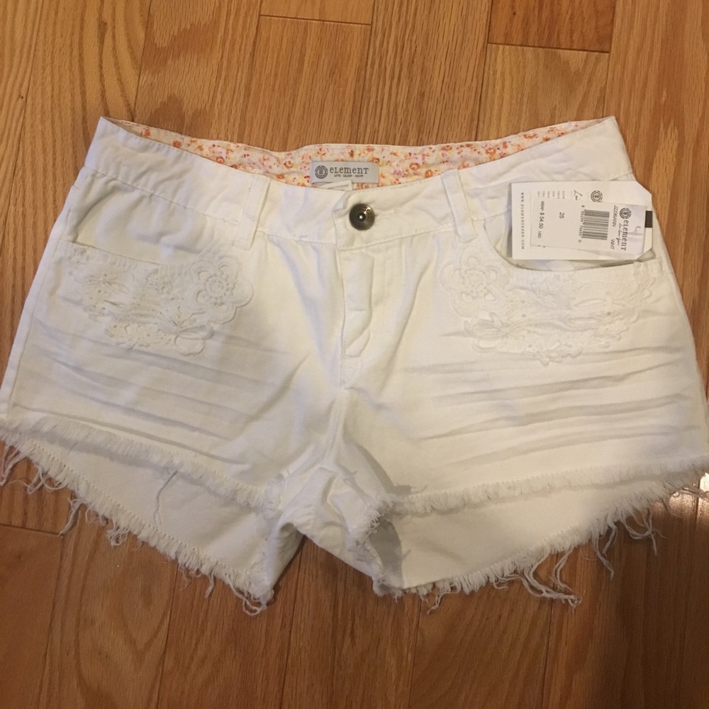 White floral shorts