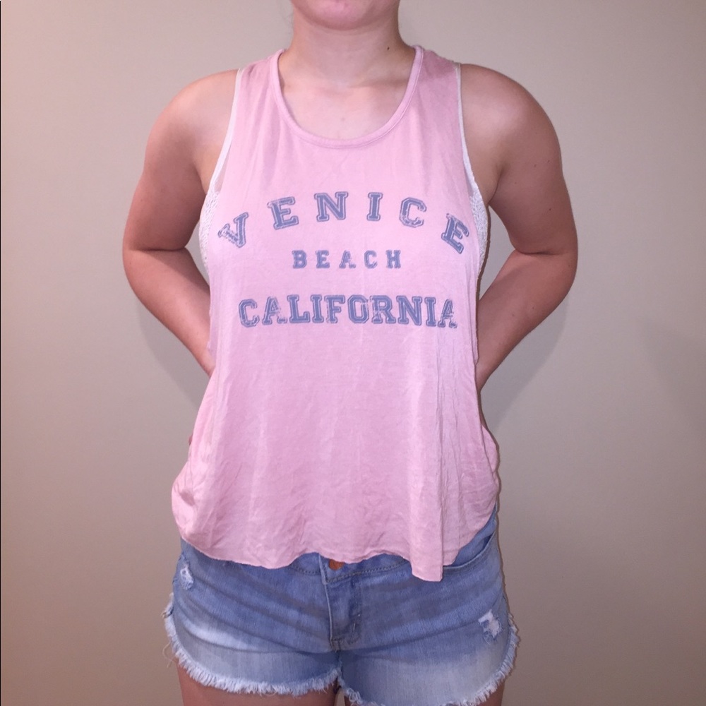 Cute pink "Venice beach California" muscle tee
