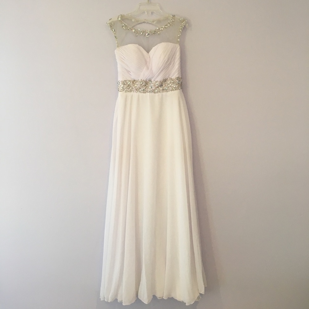 High Neck A-line White Dress