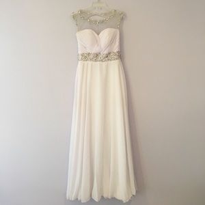 High Neck A-line White Dress