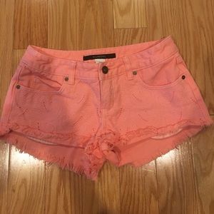 Pink denim shorts