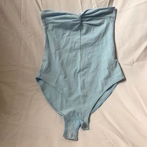 baby blue strapless leotard