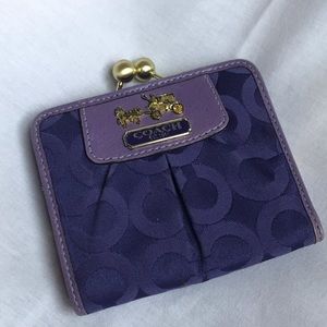 Coach purple wallet with gold clasp