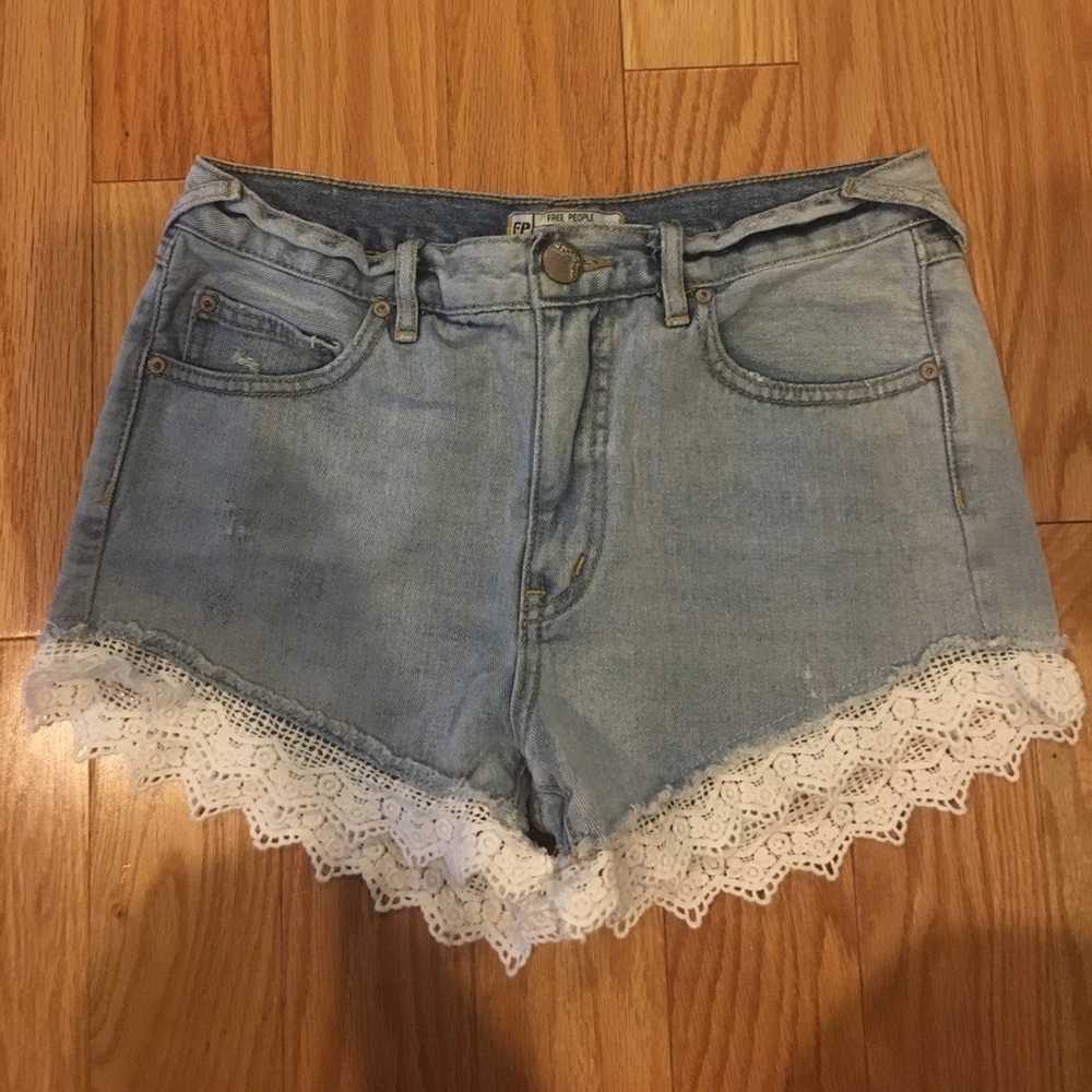 Denim shorts with lace
