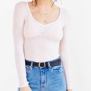 Out from under pale pink sheer long sleeve