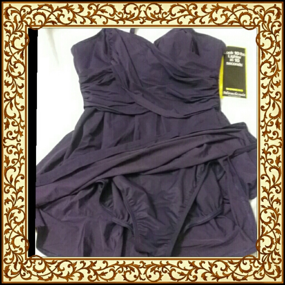 PURPLE MIRACLESUIT SWIM DRESS, 20W
