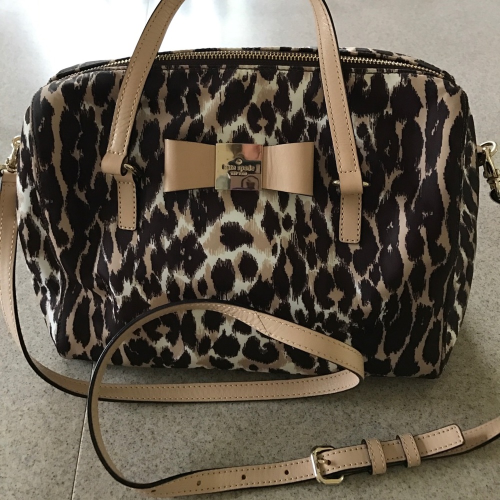 Kate spade animal print bag with trademark bow