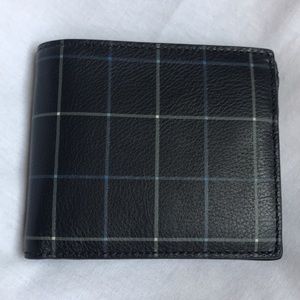 Coach Men's black with blue plaid wallet