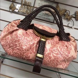 Mauve print faux leather hobo purse