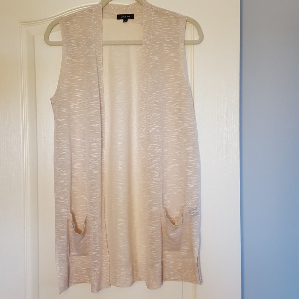 Ivory Knit Sleeveless Cardigan