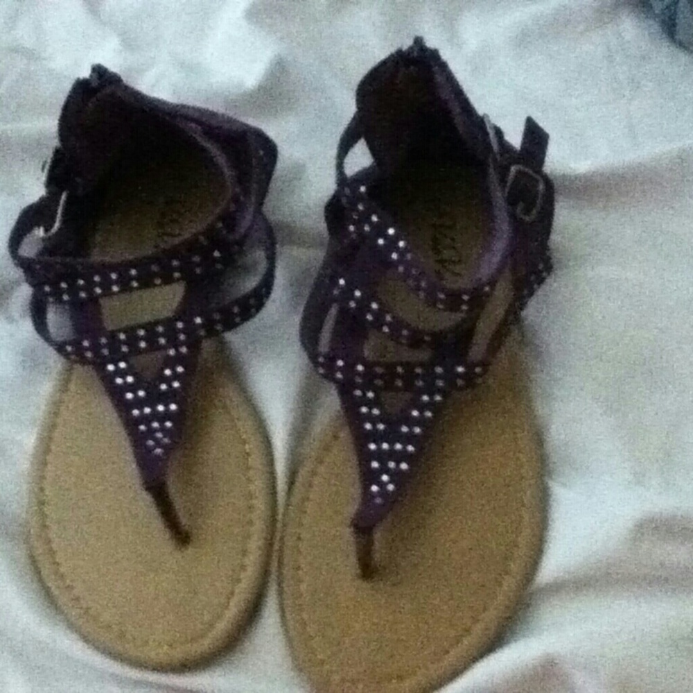 Puple Sandles With Silver Studs-Pertect For Summer