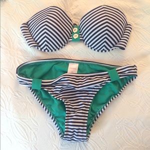 Xhilaration Blue and White Striped Bikini