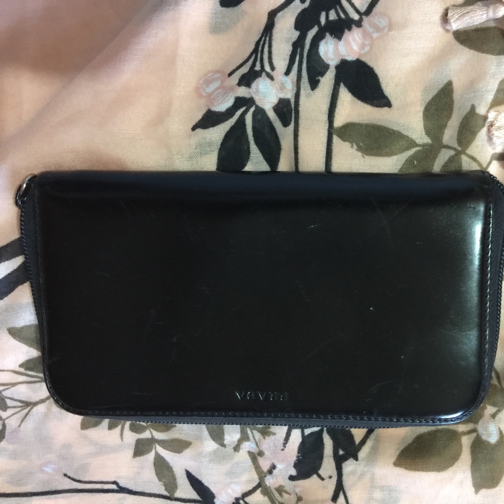 Prada Authentic black zip wallet