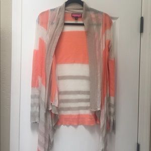 Coral and Grey Cardigan