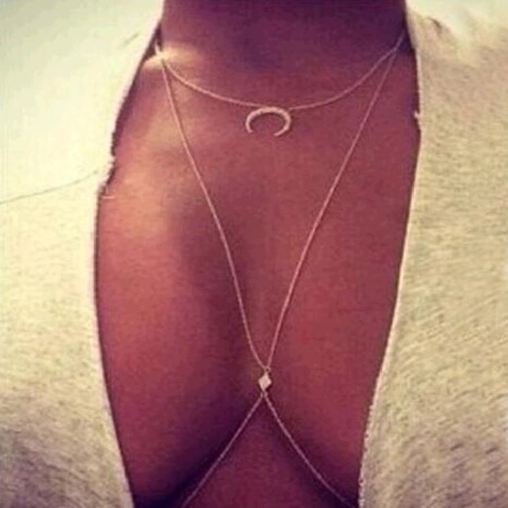 Crystal Crescent Moon Body Chain