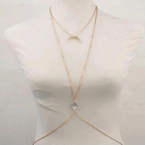 Crystal Crescent Moon Body Chain - Picture 3 of 4