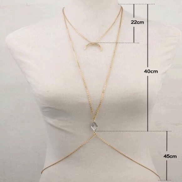 Crystal Crescent Moon Body Chain - Picture 4 of 4