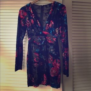 Nasty Gal Dress with Velvet, Floral Detailing