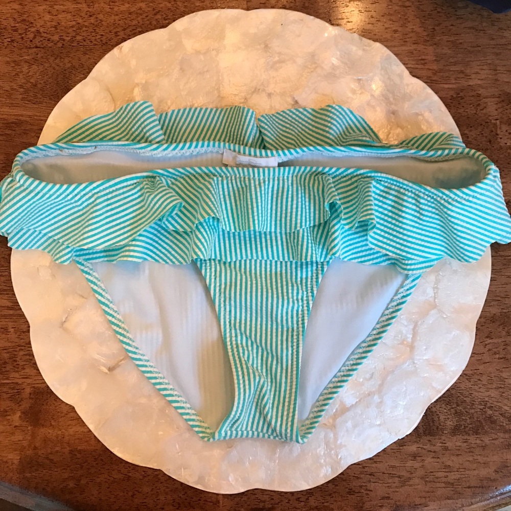 Jessica Simpson seer sucker ruffle bikini bottom