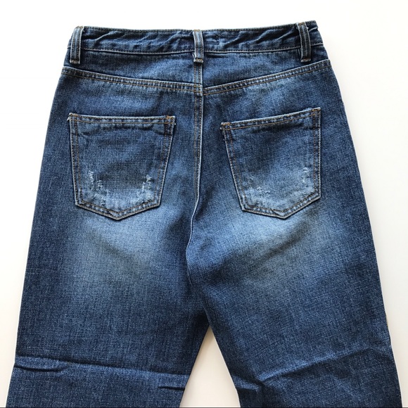 High Waisted Distressed Cropped Jeans - Picture 4 of 6