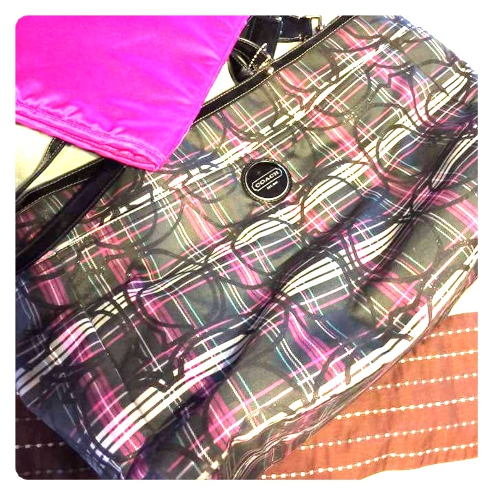 Coach Tartan Plaid Diaper Bag