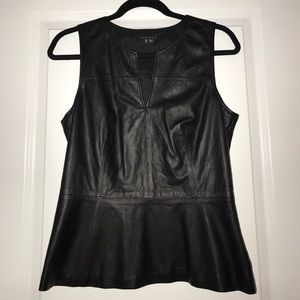 Theory Leather Peplum Top