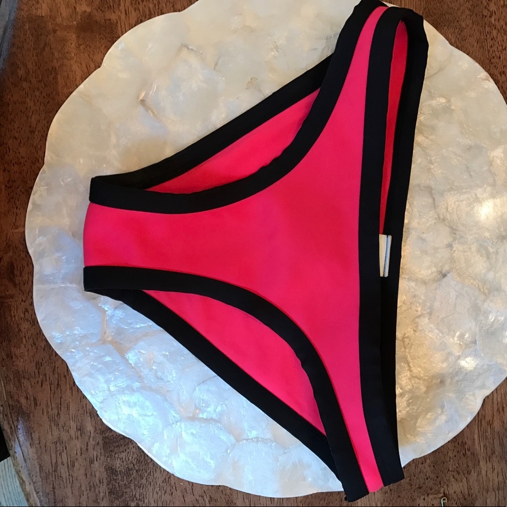 H&M hot pink bikini bottoms with black trim