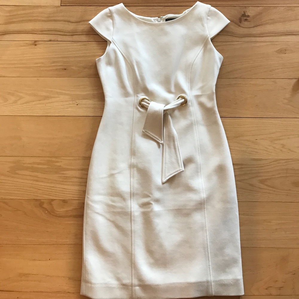 Taylor cream sheath dress.