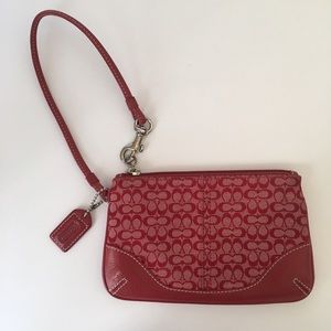 Coach Red logo wristlet
