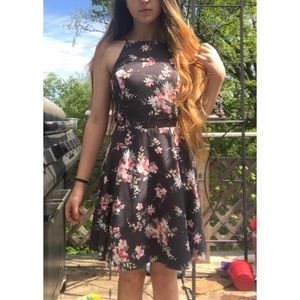 Silky high neck skater dress
