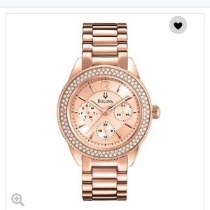 Ladies Bulova Crystal Rose Gold Watch