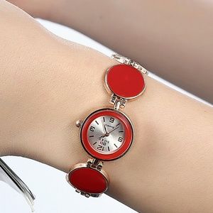 Soxy Rose Gold-Tone Red Stones Watch For Women 22m