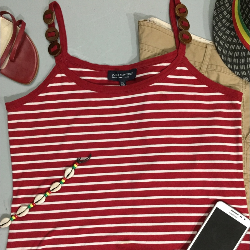 Jones New York red & white striped tank top