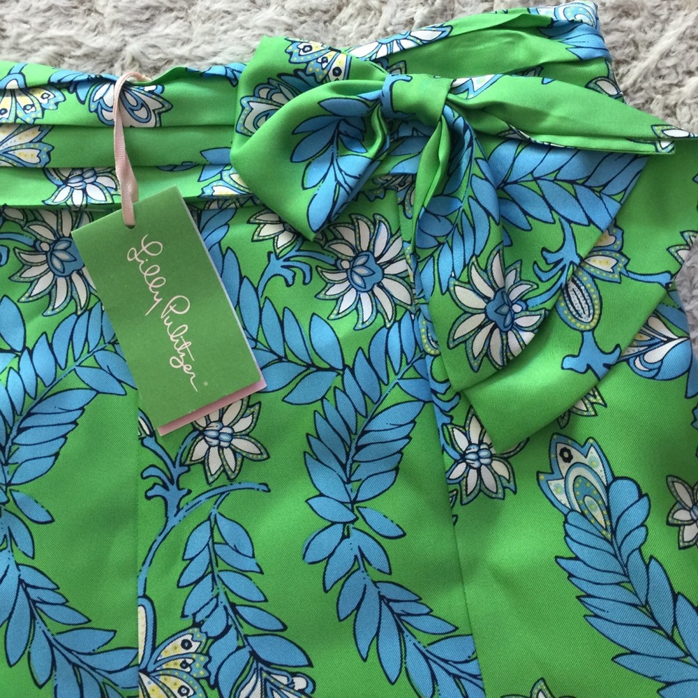 NWT Lilly Pulitzer Lime Blue Tropical Print skirt - Picture 2 of 7