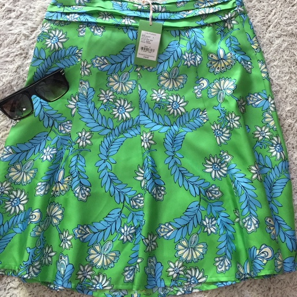 NWT Lilly Pulitzer Lime Blue Tropical Print skirt - Picture 5 of 7