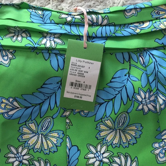 NWT Lilly Pulitzer Lime Blue Tropical Print skirt - Picture 6 of 7