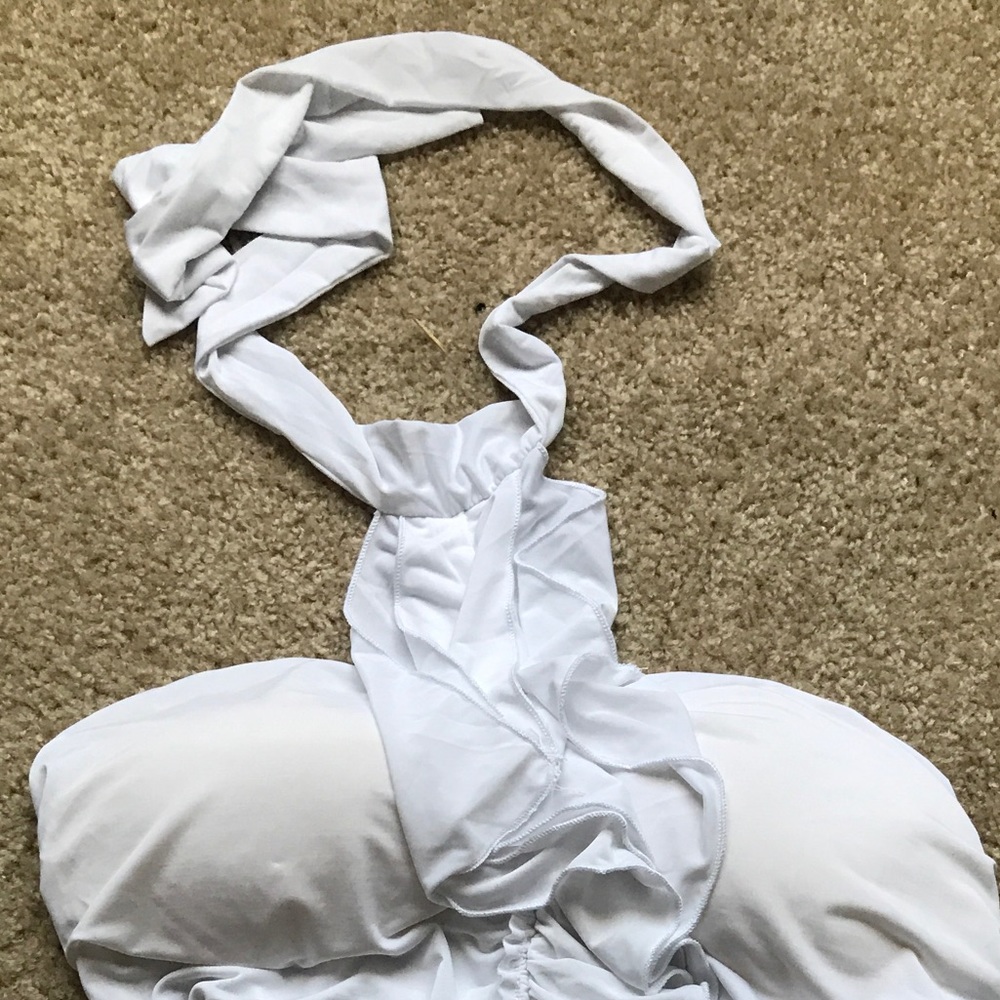 White Ruffle Halter Top - Picture 3 of 6