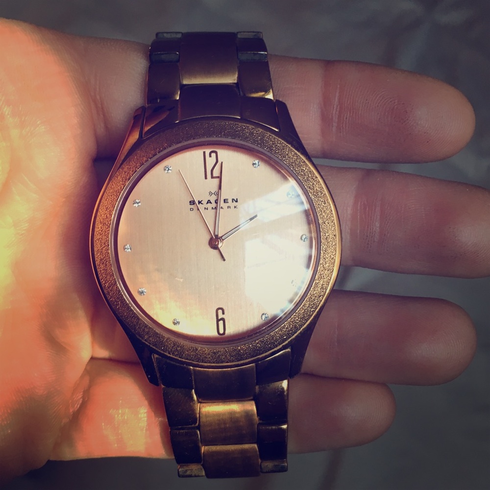 Ladies Skagen Slim Rose Gold Watch