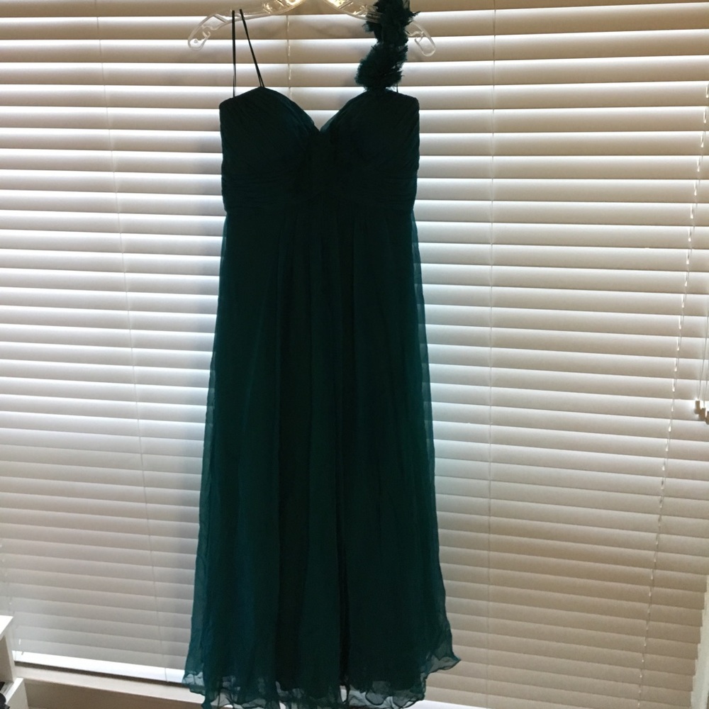 Teal One Shoulder Prom Dress