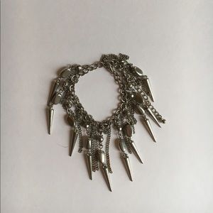 Silver Spiked Dangle Bracelet