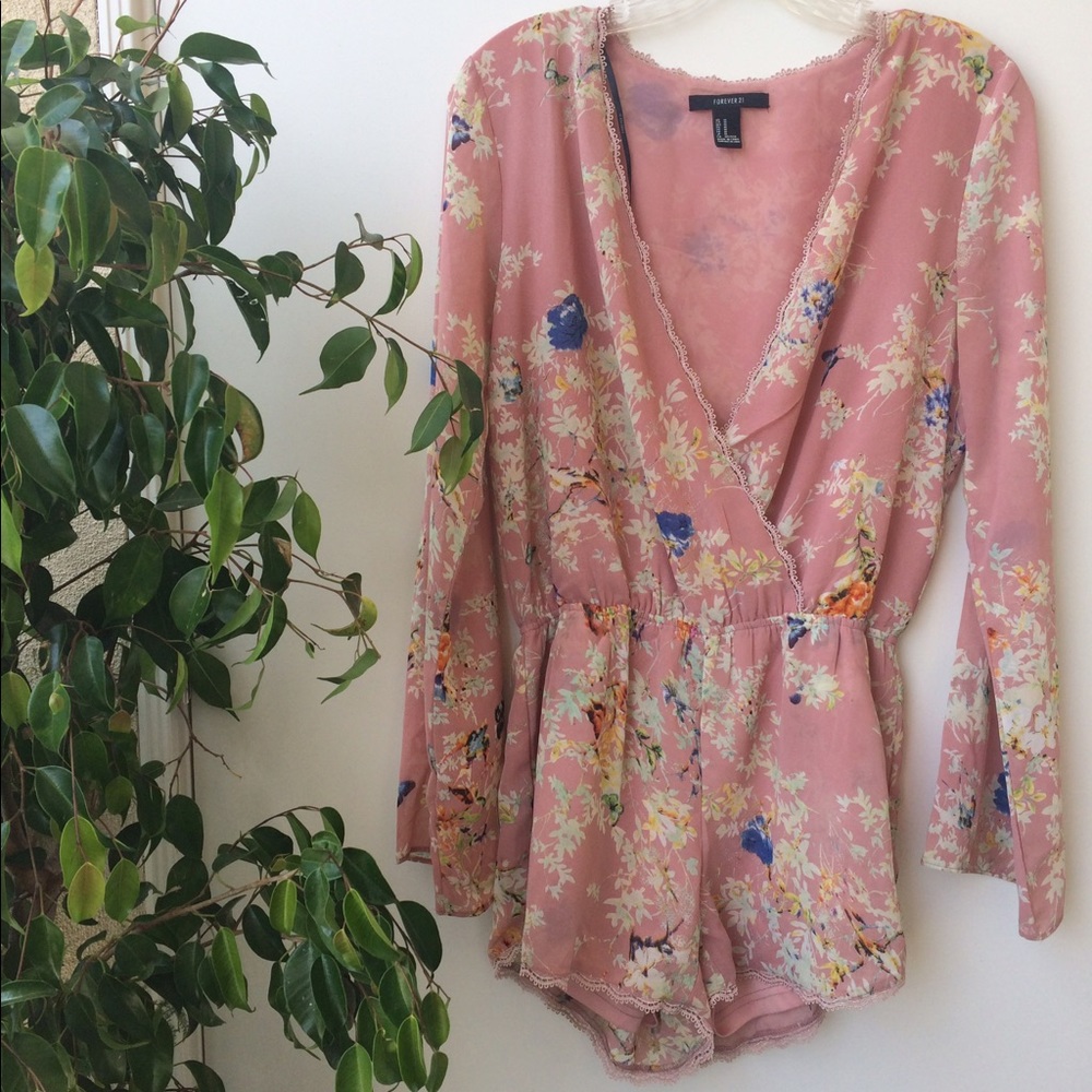 Pink floral playsuit