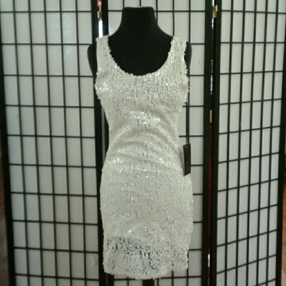 White Mermaid Sequin Dress