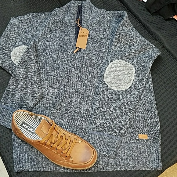 US Icon Other - Men Patch Elbow Quarter Zip Sweater Size S