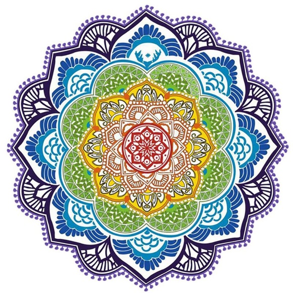Mandala Colorful Yoga Mat Beach Coverup Shawl Wrap - Picture 4 of 8