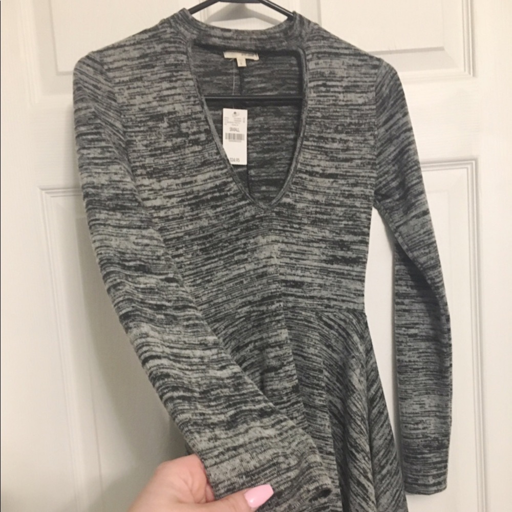 New, Grey and Black Long Sleeve Mini Dress