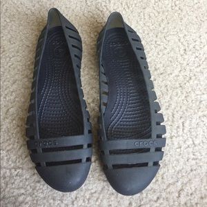 Black Croc Flats