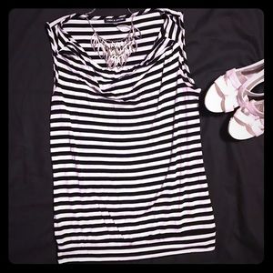 Cable & Guage black and white striped blouson top