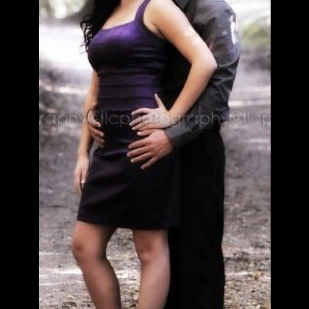 Deep purple formal knee length dress