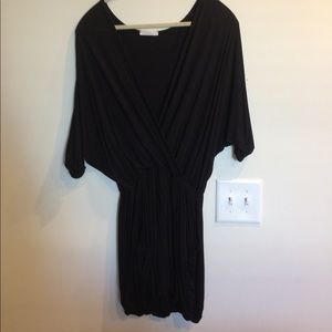 Low v neck black dress