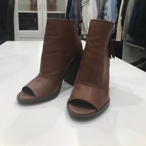 Forever 21 tan peep toe booties
